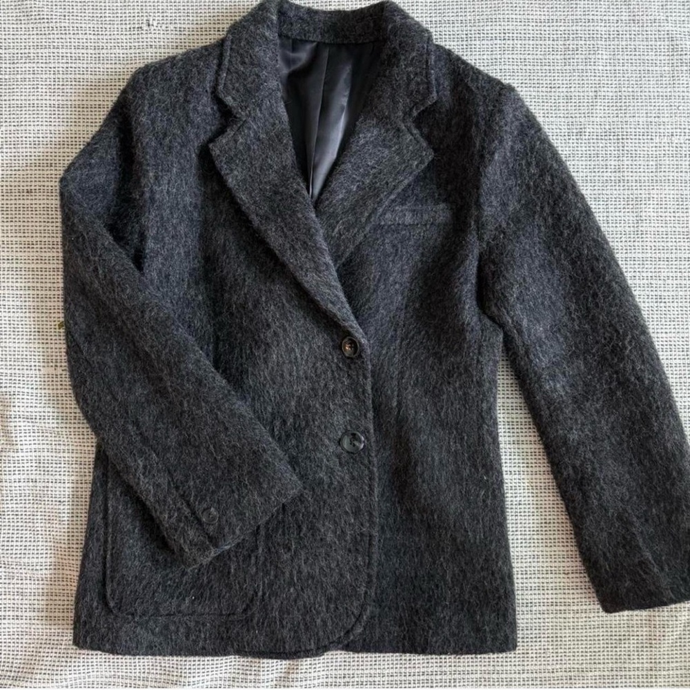 Vintage Charcoal Gray Wool-Blend Jacket